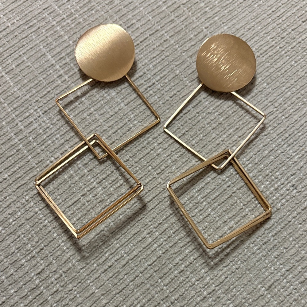 Gold Geometric Drop Earrings
